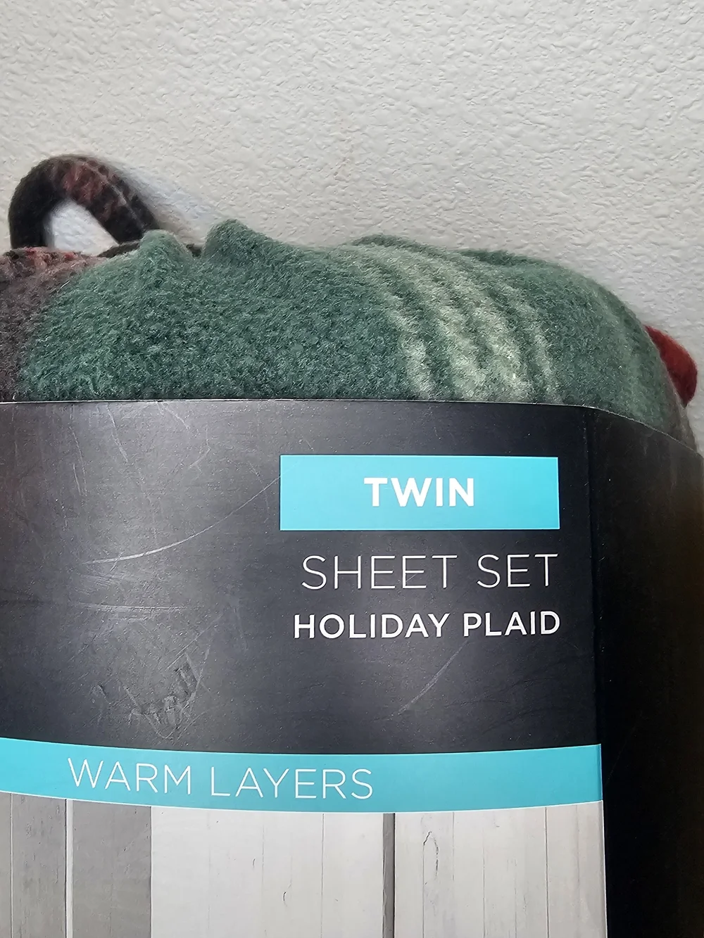 Cuddl Duds Holiday Plaid Twin Sheet Set - Green and Red